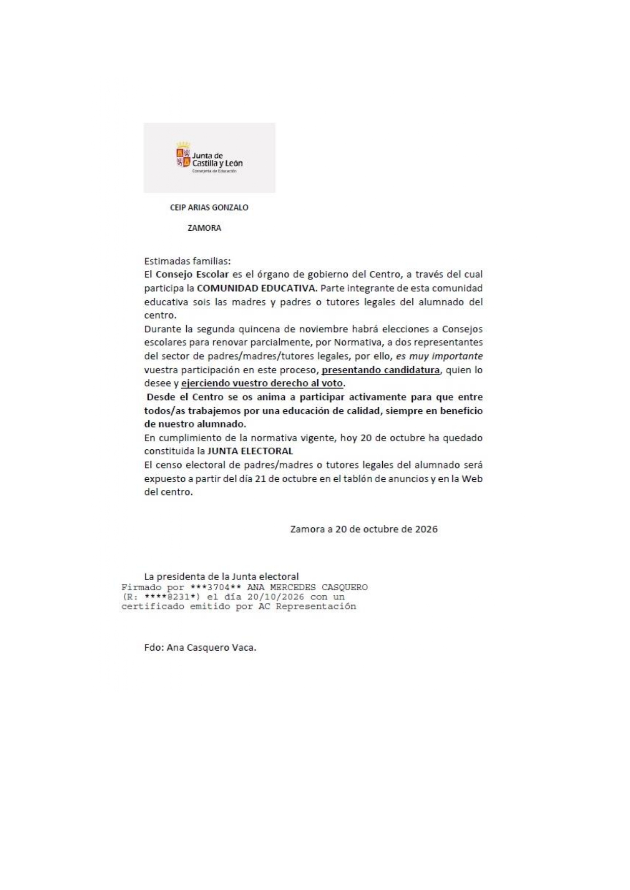 consejo escolar 26 27